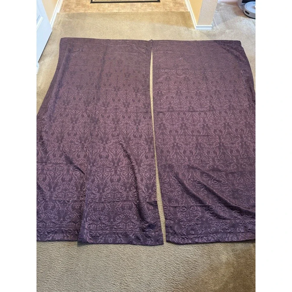 VINTAGE CROSCILL Home Curtain Panel Maroon 40”x 86” SET OF 2